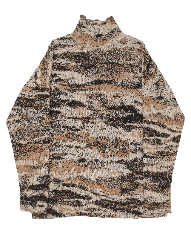 AW02 'Virginia Creeper' DigiCamo Turtleneck Sweater Chenille Brocade Lace