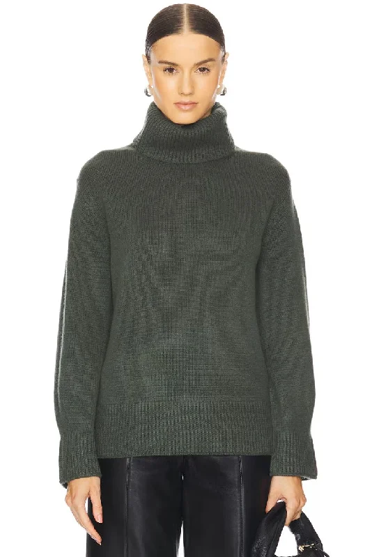 Simkhai Katy Turtleneck Sweater in Moss Print Jacquard Patchwork