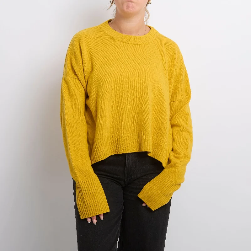 Ribbed  Crewneck Knitted Sweater - UK 16 Jersey Fabric Tulle Fabric Batik Fabric