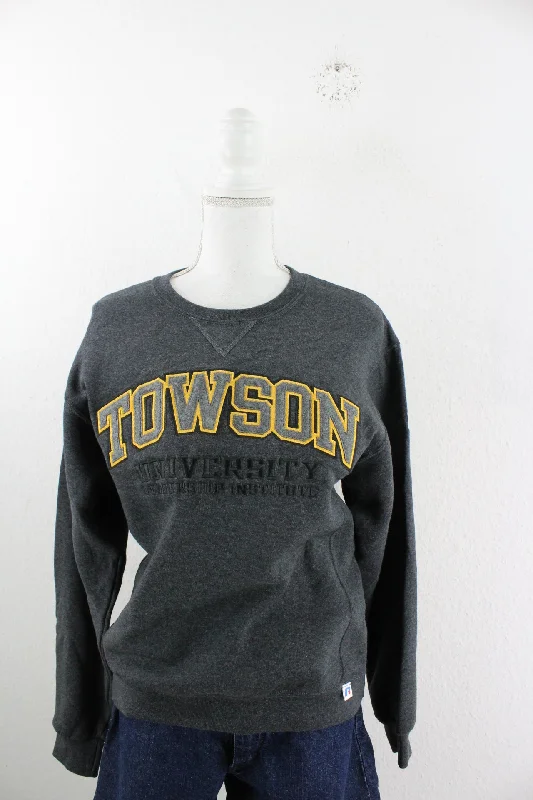 Vintage Towson Sweatshirt (S) Hoodie with Relaxed Fit Easy Casual