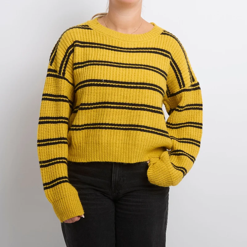Striped Heavy Knit Sweater - UK 14 Nylon Fabric Polyester Fabric Spandex Fabric