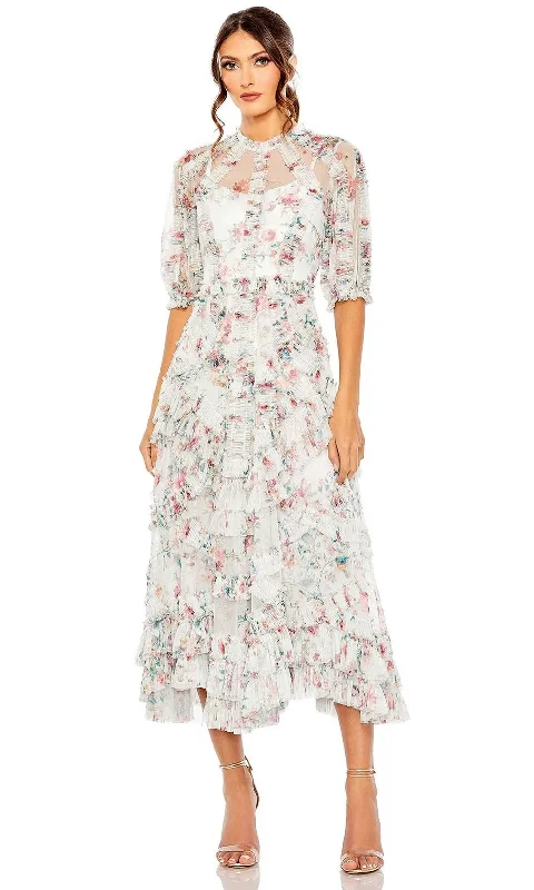 Mac Duggal 80111 - Floral Print A-Line Dress Maxi Flowy Bohemian