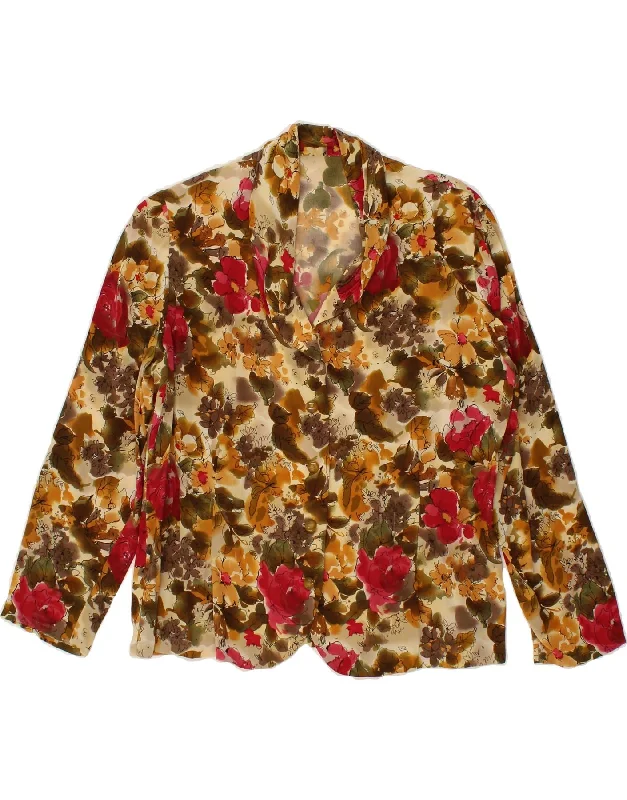 VINTAGE Womens 4 Button Blazer Jacket UK 12 Medium Multicoloured Floral Fitted Jacket Loose Jacket Oversized Jacket