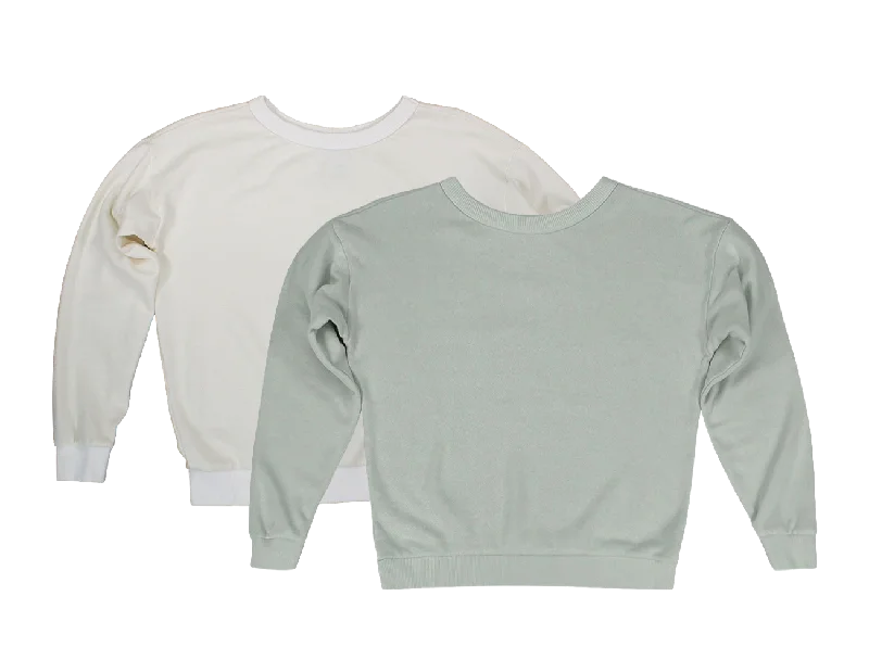 Jungmaven | Crux Cropped Sweatshirt | Seafoam Green or Washed White Hoodie with Applique Textured Unique