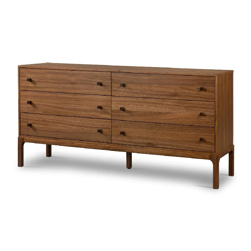 Matteo 6 Drawer Dresser - Natural Walnut Tunics Leisure comfortable