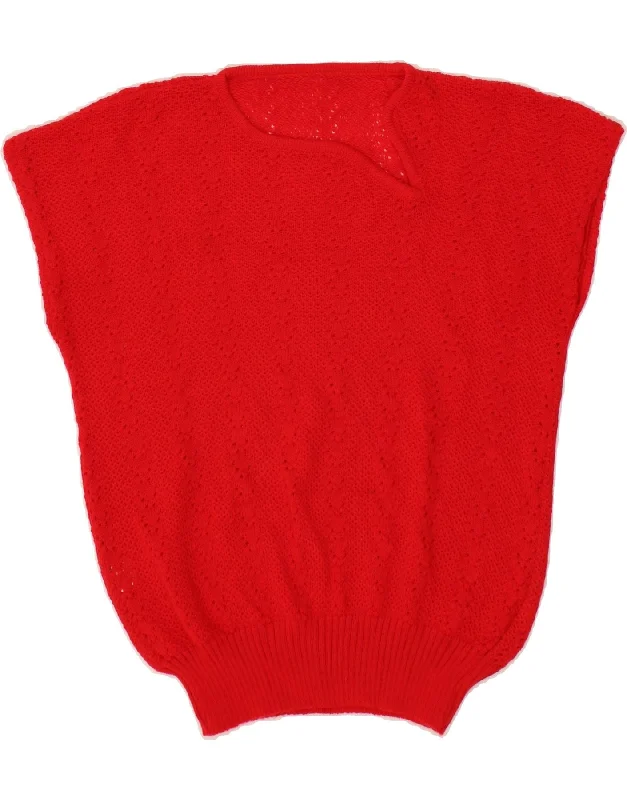 VINTAGE Womens Vest Tank Top UK 14 Medium Red Cotton boho tank top