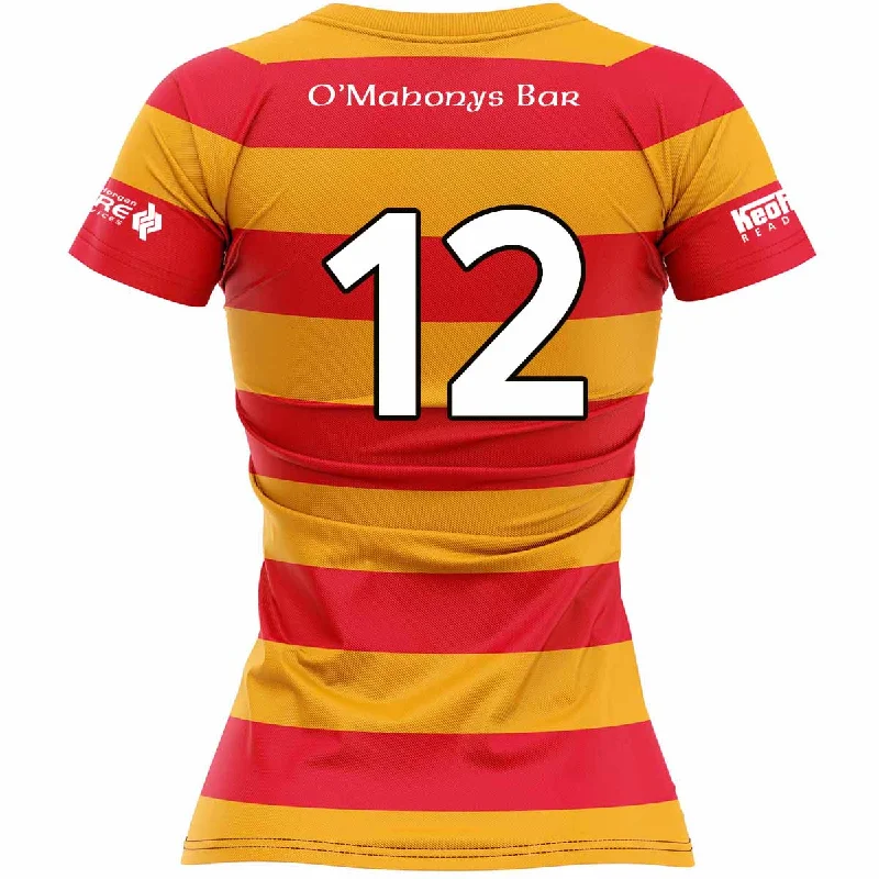 Mc Keever Newcestown GAA Numbered Senior Match Jersey - Womens - Amber/Red Scoop Neck Jersey Top