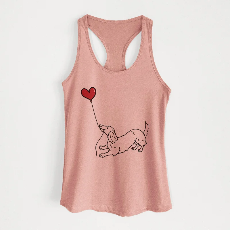 Long Haired Dachshund Heart String - Women's Racerback Tanktop trendy tank top