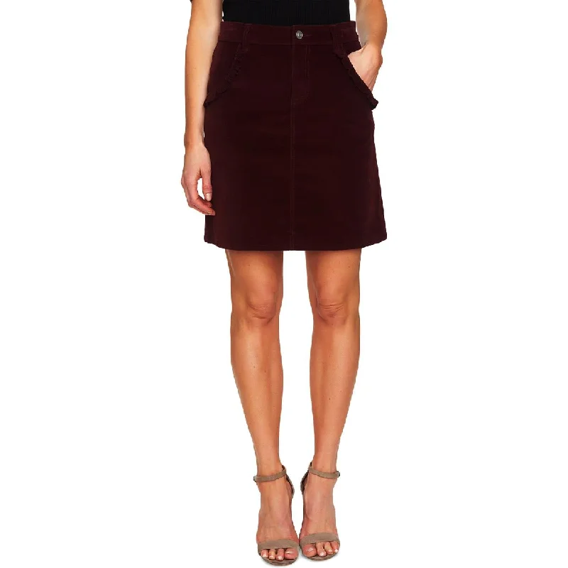 CeCe Womens Corduroy Ruffled Mini Skirt chiffon skirt delicate