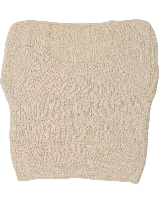 VINTAGE Womens Crop Vest Tank Top UK 8 Small White cropped tank top