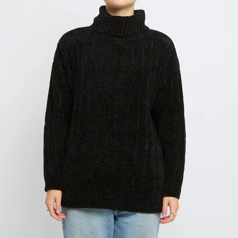 Ribbed Turtleneck Sweater - UK 14 Bright Pastel Dark