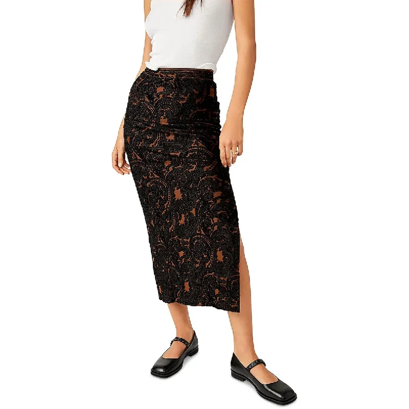 Free People Womens Rosalie Velvet Side Slit Maxi Skirt corduroy skirt comfortable