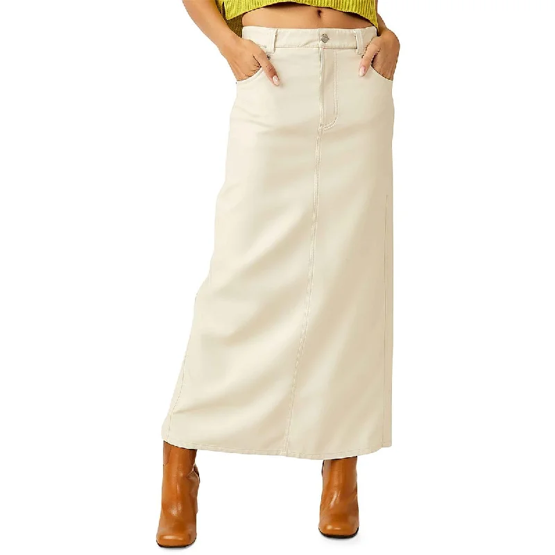 Free People Womens City Slicker Faux Leather Long Maxi Skirt velvet skirt luxury