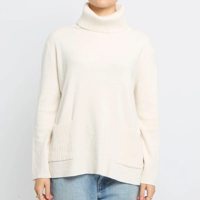 Turtleneck Fine Knit Sweater - UK 12 Terry Terry Cloth Terry Knit