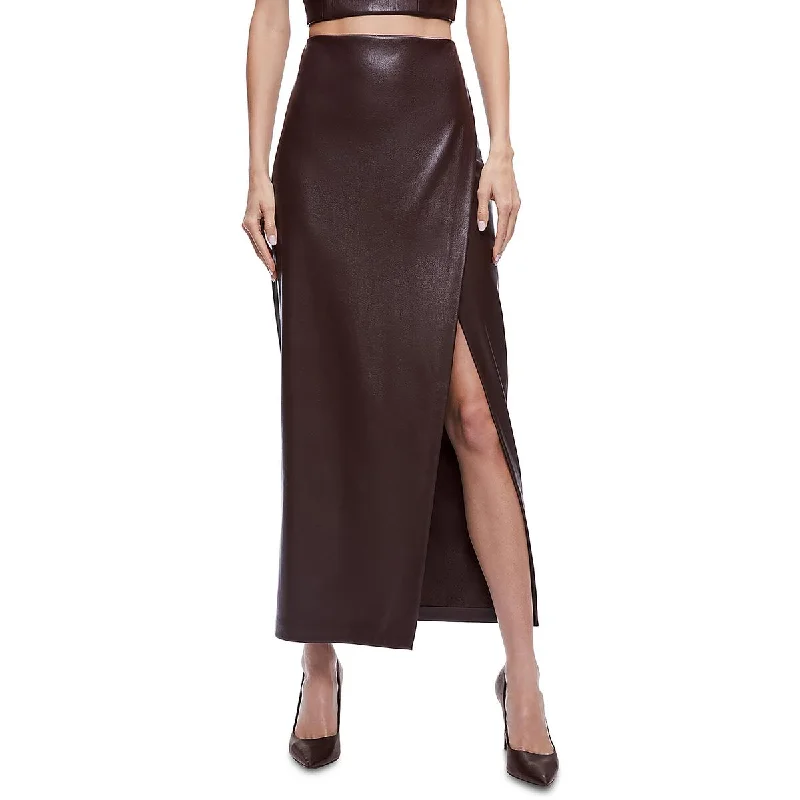 Alice and Olivia Womens Siobhan Faux Leather Long Maxi Skirt wool skirt breathable