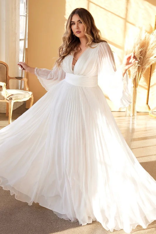 **Enchanting Plus-Size Dress: Graceful Pleats, Off-White Elegance by Cinderella Divine** Tunics Solid Classic