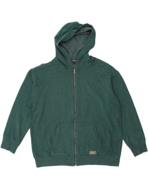 EDDIE BAUER Womens Oversized Zip Hoodie Sweater UK 16 Large Green Cotton Cashmere Blend Cotton Blend Poly Blend