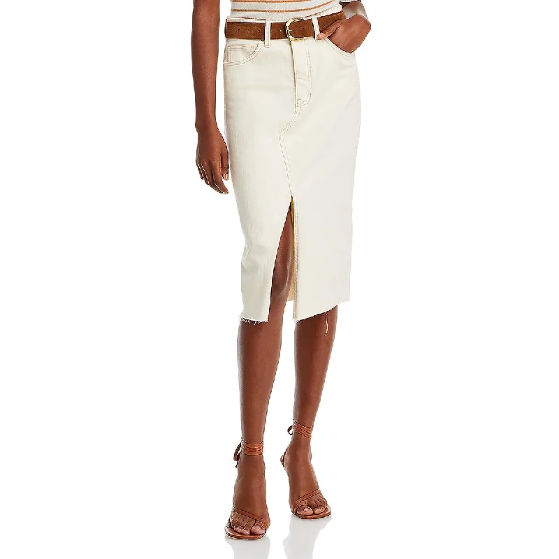 Veronica Beard Womens Breves Denim Split Front Midi Skirt denim skirt classic