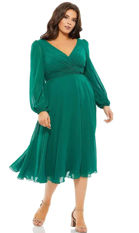 Mac Duggal 67914 - Bishop Sleeve Chiffon Formal Dress Off-the-shoulder Chic Trendy
