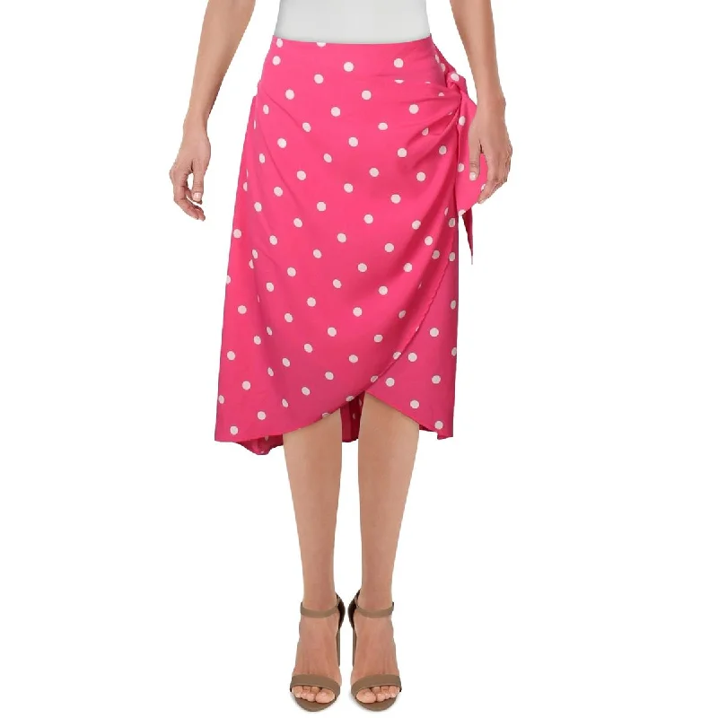 Riley & Rae Womens Ami Polka Dot Faux Wrap Wrap Skirt leather skirt bold