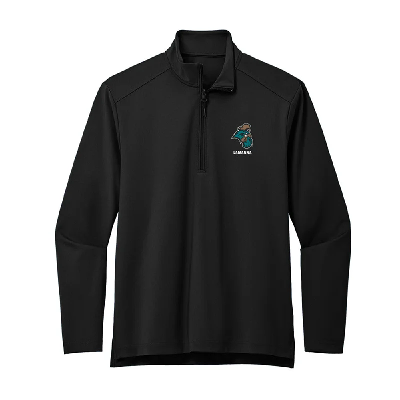 Coastal Carolina - NCAA Women's Soccer : Aris Lamanna - Premium Quarter Zip Jacket A-Line Jacket Boat Neck Shawl Collar Coastal Carolina - NCAA Women's Soccer : Aris Lamanna - Premium Quarter Zip Jacket A-Line Jacket Boat Neck Shawl Collar