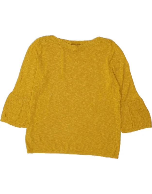 LAURA ASHLEY Womens 3/4 Sleeve Boat Neck Jumper Sweater UK 14 Large Yellow Oversized Loose Flowy LAURA ASHLEY Womens 3/4 Sleeve Boat Neck Jumper Sweater UK 14 Large Yellow Oversized Loose Flowy