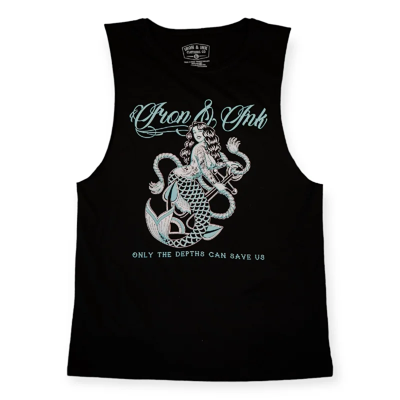 RESTOCKED "Mermaid Tank- Unisex black grey tank top