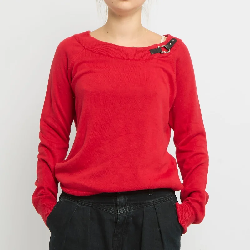 Ralph Lauren Off The Shoulder Buckle  Sweater- UK 12 Chenille Fabric Brocade Fabric Lace Fabric