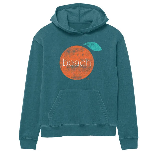 Orange Beach Ladies Fleece Hoodie Hoodie with Hem Frayed Vintage Worn