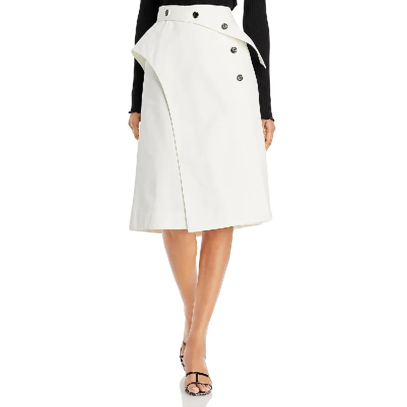 3.1 Phillip Lim Womens Cotton Drapey A-Line Skirt velvet skirt sumptuous