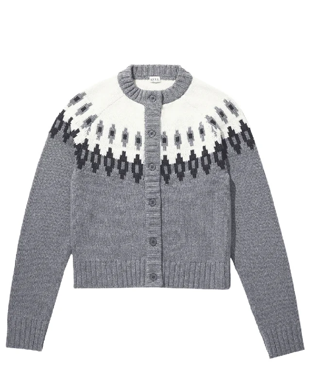 The Freya Sweater in Heather Grey Real Fur Shearling Chenille