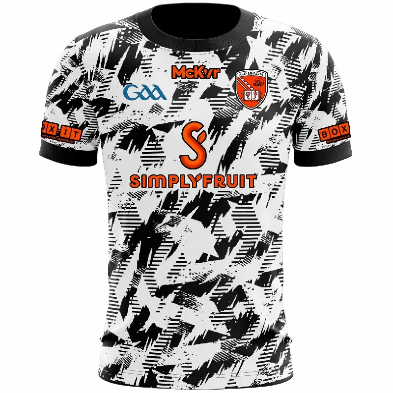 Mc Keever Armagh GAA Official Goalkeeper Jersey - Adult - White/Black Player Fit Geometric Jersey Top