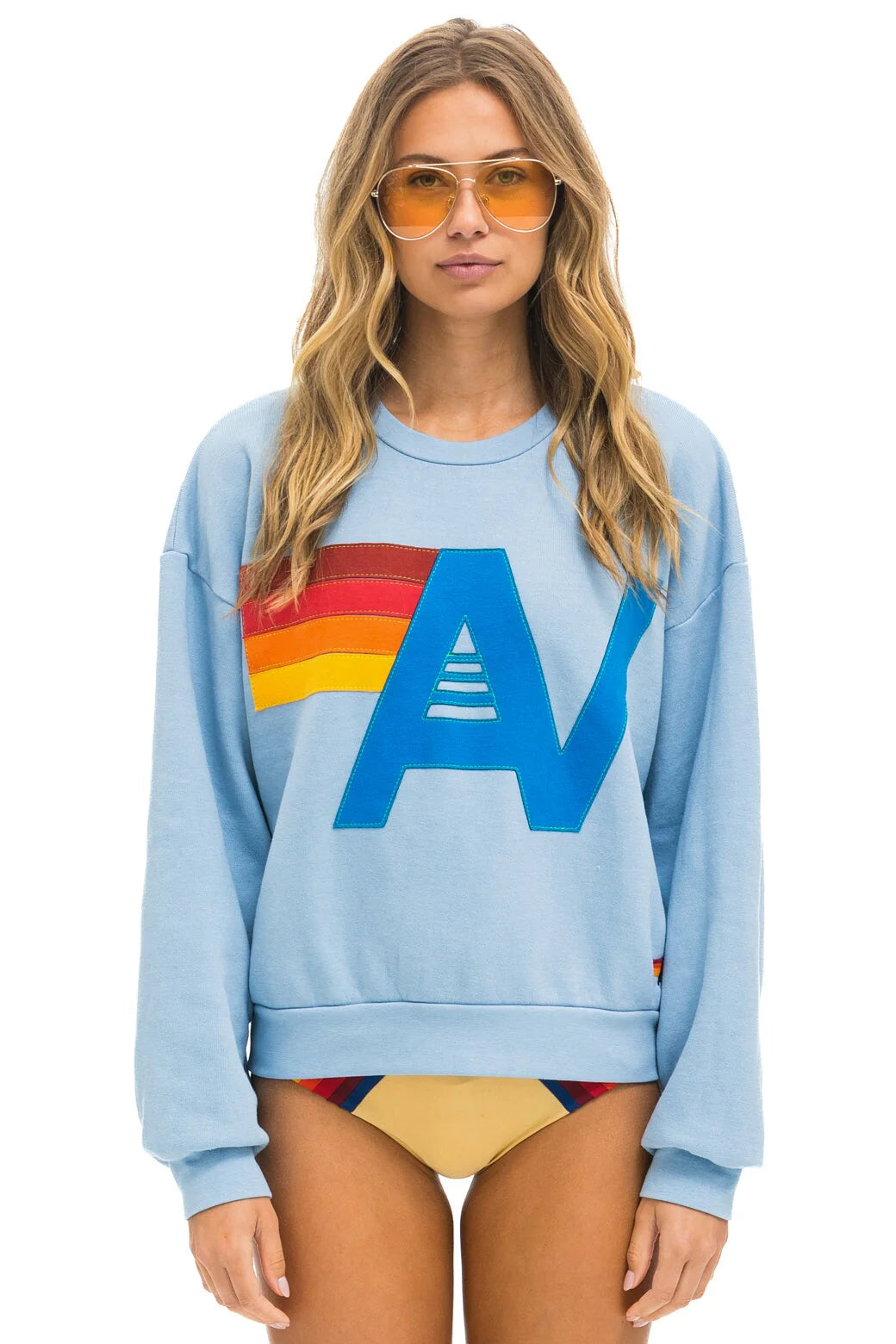 Logo Stitch Crew Sweatshirt Relaxed Ice Hoodie with Embroidery Detailed Premium