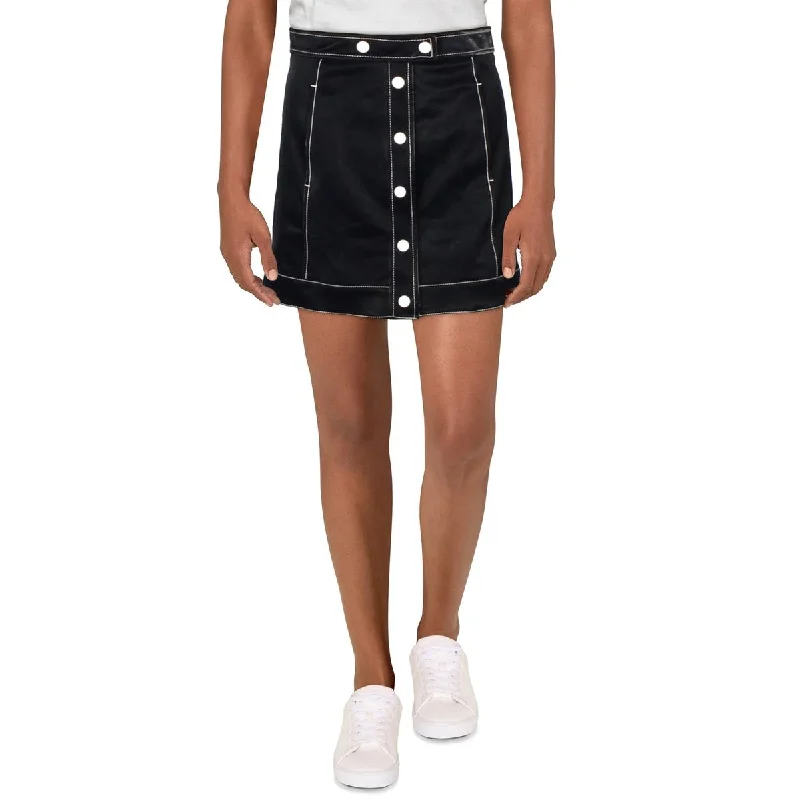 Cinq a Sept Womens Faux Leather Embossed Mini Skirt corduroy skirt cozy