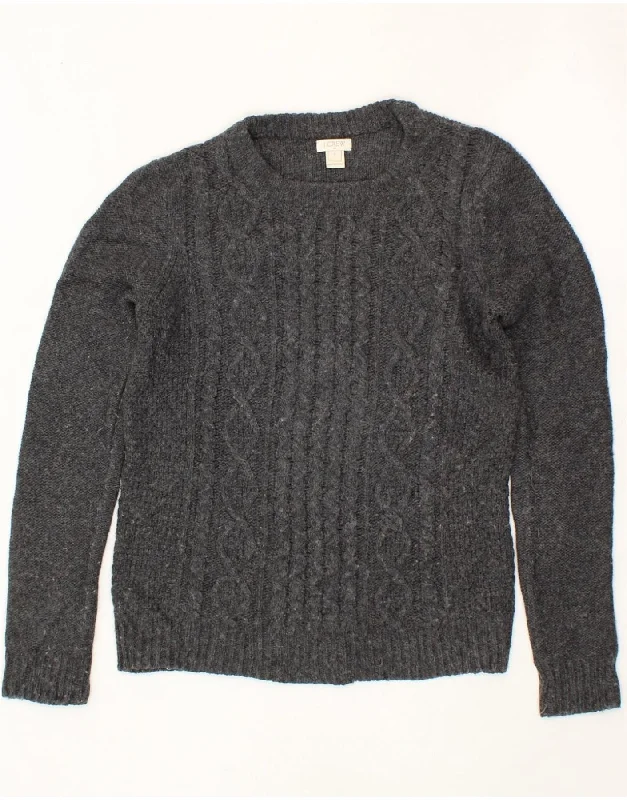 J. CREW Womens Crew Neck Jumper Sweater UK 10 Small Grey Viscose Glossy Satin Silk