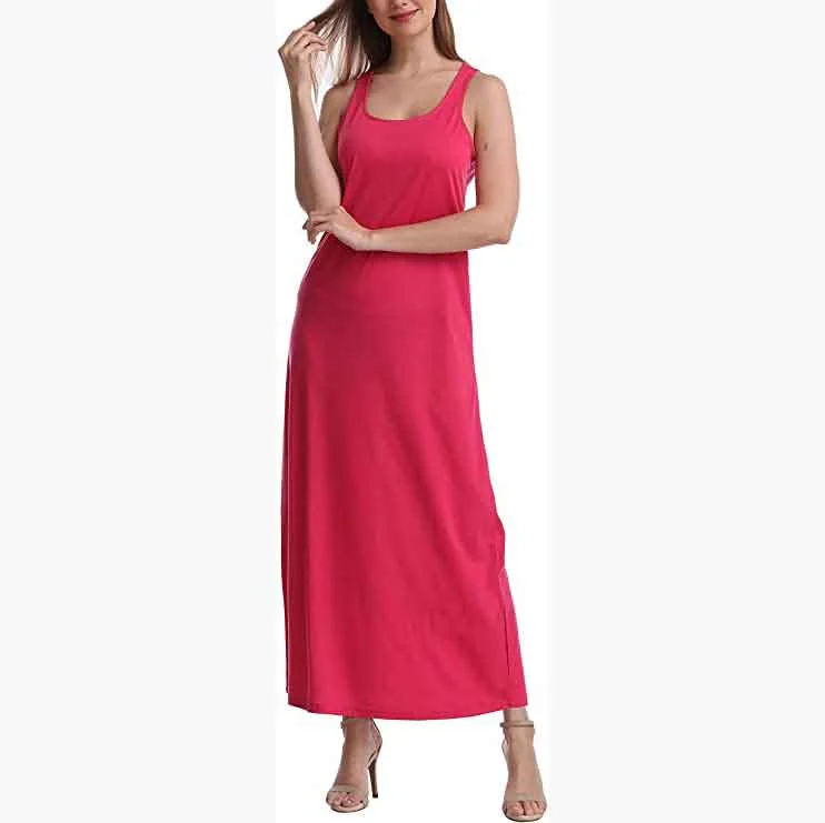 SUMONA Women Long Tank Tops Ankle Length Solid Colored Maxi Dress Bodycon Sleeveless Racerback fitted tank top