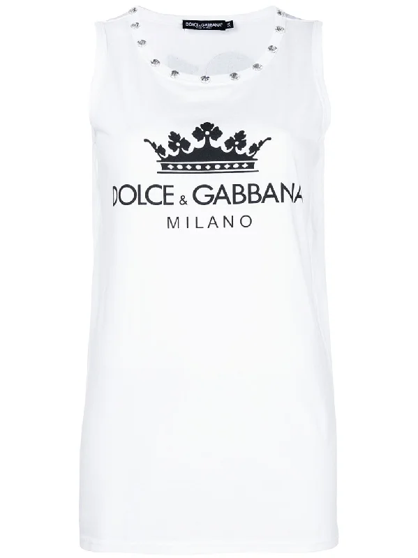 logo printed tank top teal tank top