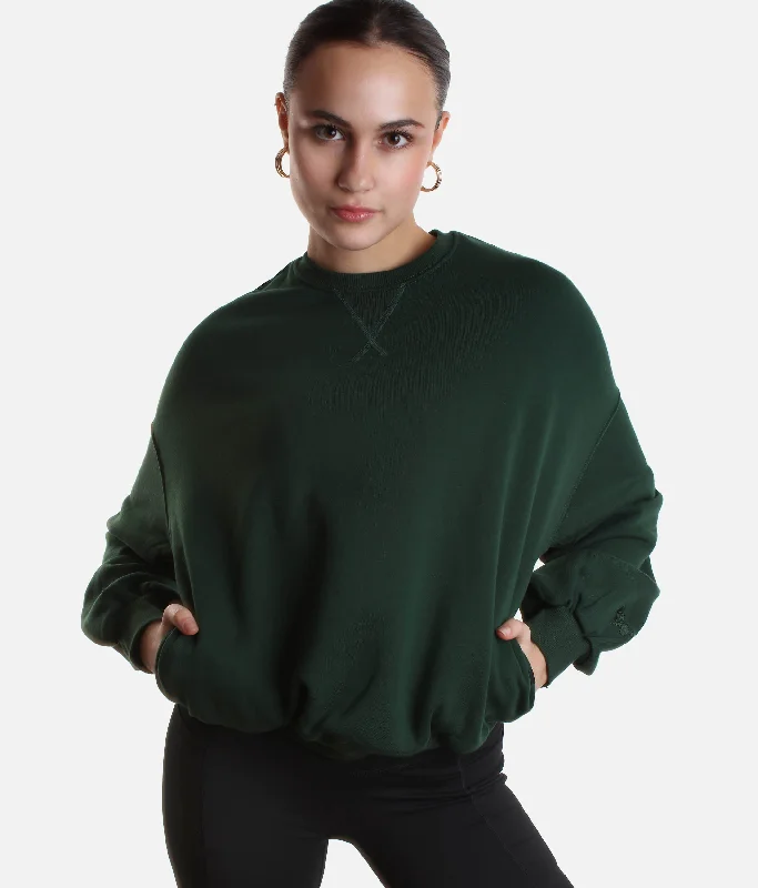 Green CLOUD SWEATER - Relaxed, Oversized Fit Ribbed Striped Patterned