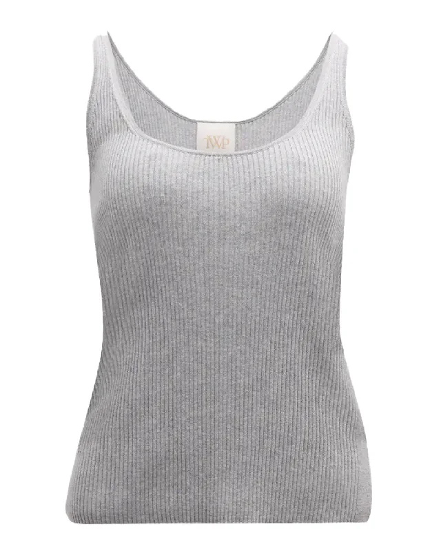 Light Heather Grey Knit Tank floral tank top