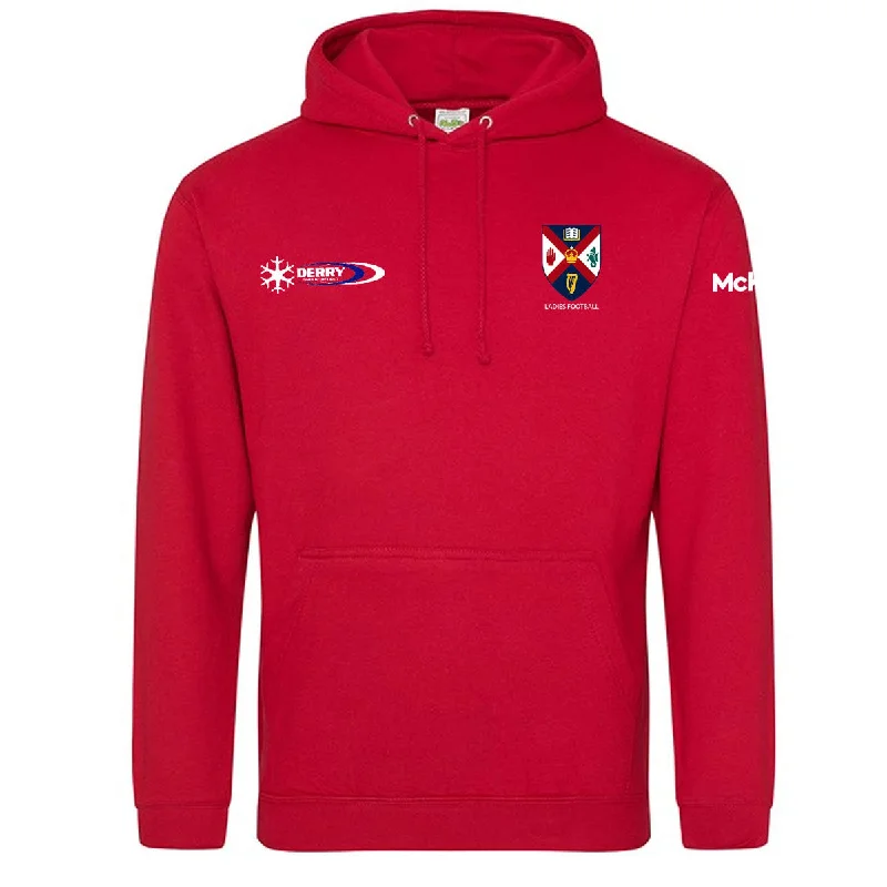 Mc Keever Queens Ladies Football College Hoodie - Adult - Fire Red Hoodie with Contrast Stitching Detailed Premium