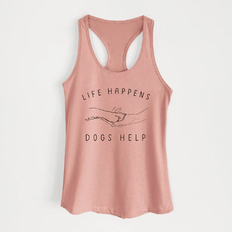 Life Happens Dogs Help - Paw - Women's Racerback Tanktop cold shoulder tank