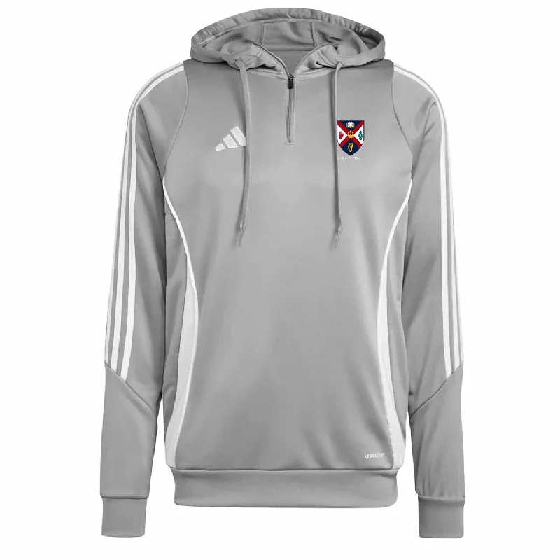 adidas Club Queens Gaelic Football Tiro 24 Training Hoodie - Adult - Grey Hoodie with Batwing Sleeves Loose Dramatic