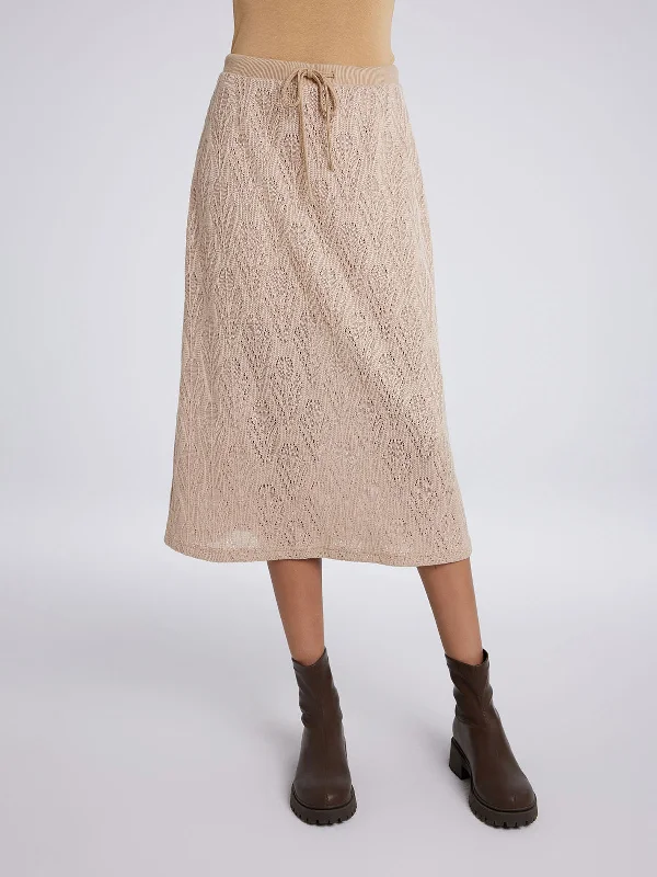 ASOBIO Hollow A-Line Knit Midi Skirt asymmetrical skirt cut