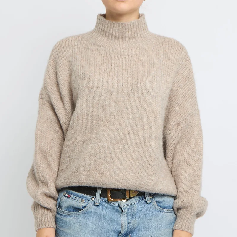 Heavy-Knit-Turtleneck-Sweater - UK 16 Layered Multi-layer Single Layer