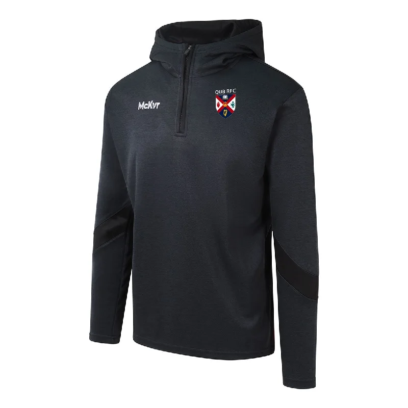 Mc Keever QUB RFC Core 22 1/4 Zip Hoodie - Adult - Black Hoodie with Monochrome Minimalist Simple