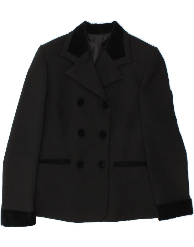VINTAGE Womens Double Breasted Blazer Jacket IT 46 Large Black Polyester Denim Jacket Leather Jacket Suede Jacket VINTAGE Womens Double Breasted Blazer Jacket IT 46 Large Black Polyester Denim Jacket Leather Jacket Suede Jacket