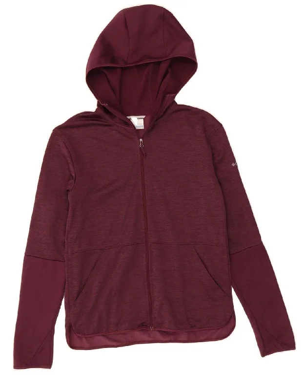 COLUMBIA Womens Zip Hoodie Sweater UK 6 XS Purple Polyester Oversized Loose Flowy