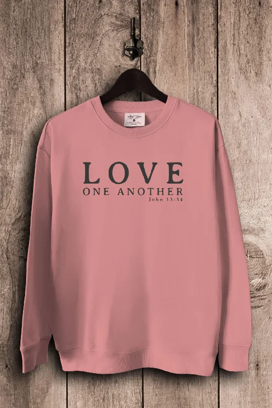 Love One Another Mauve Sweatshirt Hoodie with Exposed Zipper Edgy Industrial