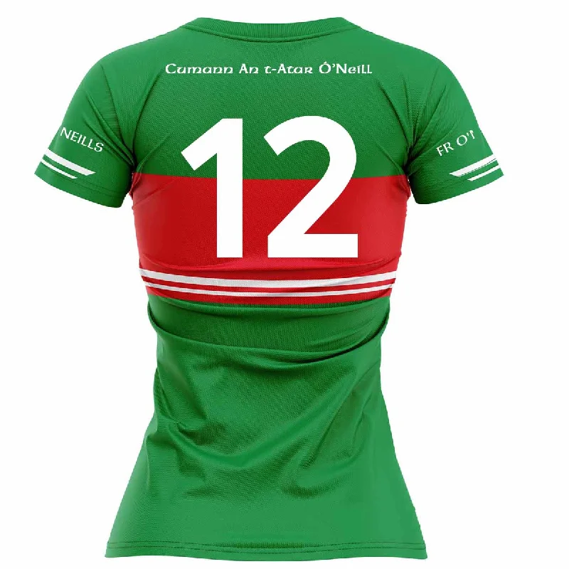 Mc Keever Fr O'Neills GAA Numbered Home Jersey - Womens - Green/Red V Neck Jersey Blouse