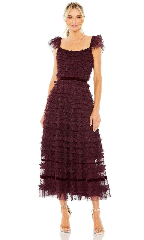 Mac Duggal 8054 - Ruffle Tiered Dress Crew Neckline Casual